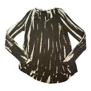 Knox Rose ~ Green Tie Dye Tunic Knit Top ~ Asymmetrical Raw Edges ~ Boho Sz Sm